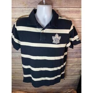 Roots NHL Toronto Maple Leafs Polo Shirt – Men’s Large Navy Stripe Short Sleeve
